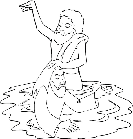 Baptism Of Jesus In River Jordan Coloring Page